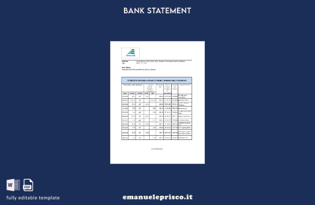 modello Excel di estratto conto bancario Libano Cedrus in stile verificato